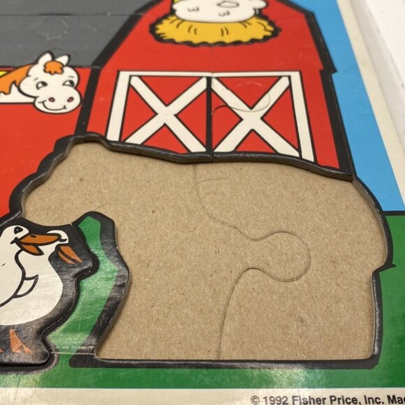 Fisher-Price Farm Animals Barn Frame Tray Puzzle 12 Pieces Preschool 1992 USA - Picture 5 of 6